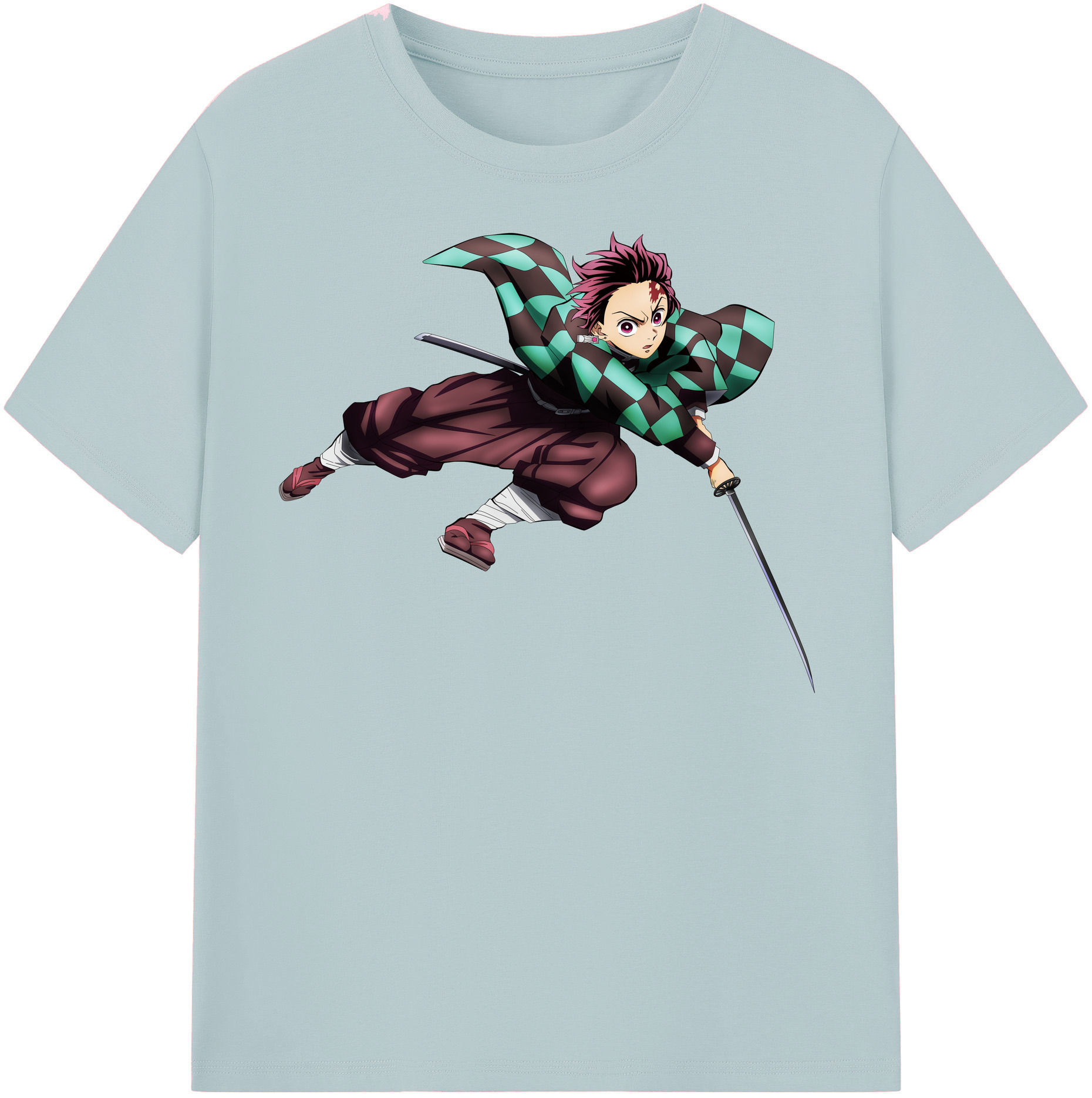 （画像用） 鬼滅の刃 竈門 炭治郎／かまど たんじろう Kamado Tanjirou 綿100％半袖Tシャツ（フロントプリント）